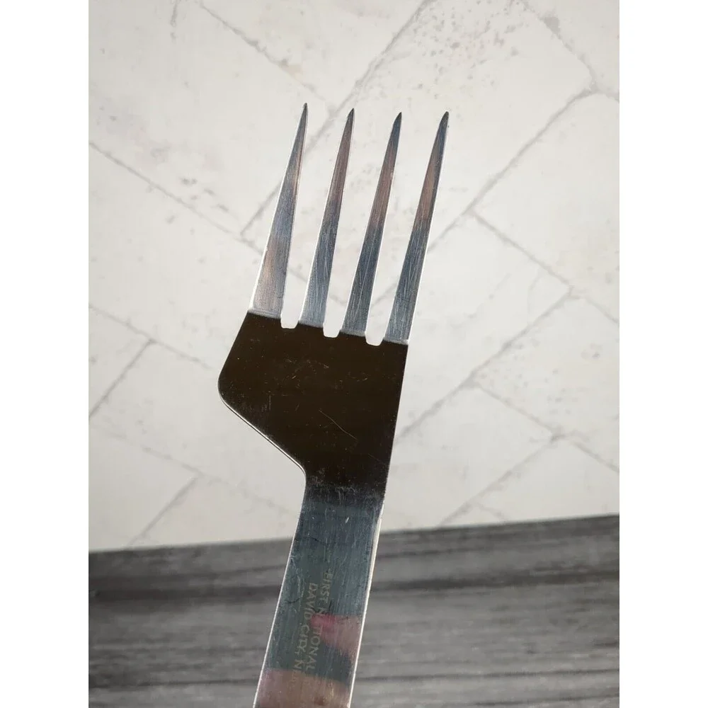 VTG Serving Meat Carving Fork Wood Handle First Natl Bank David City Nebraska